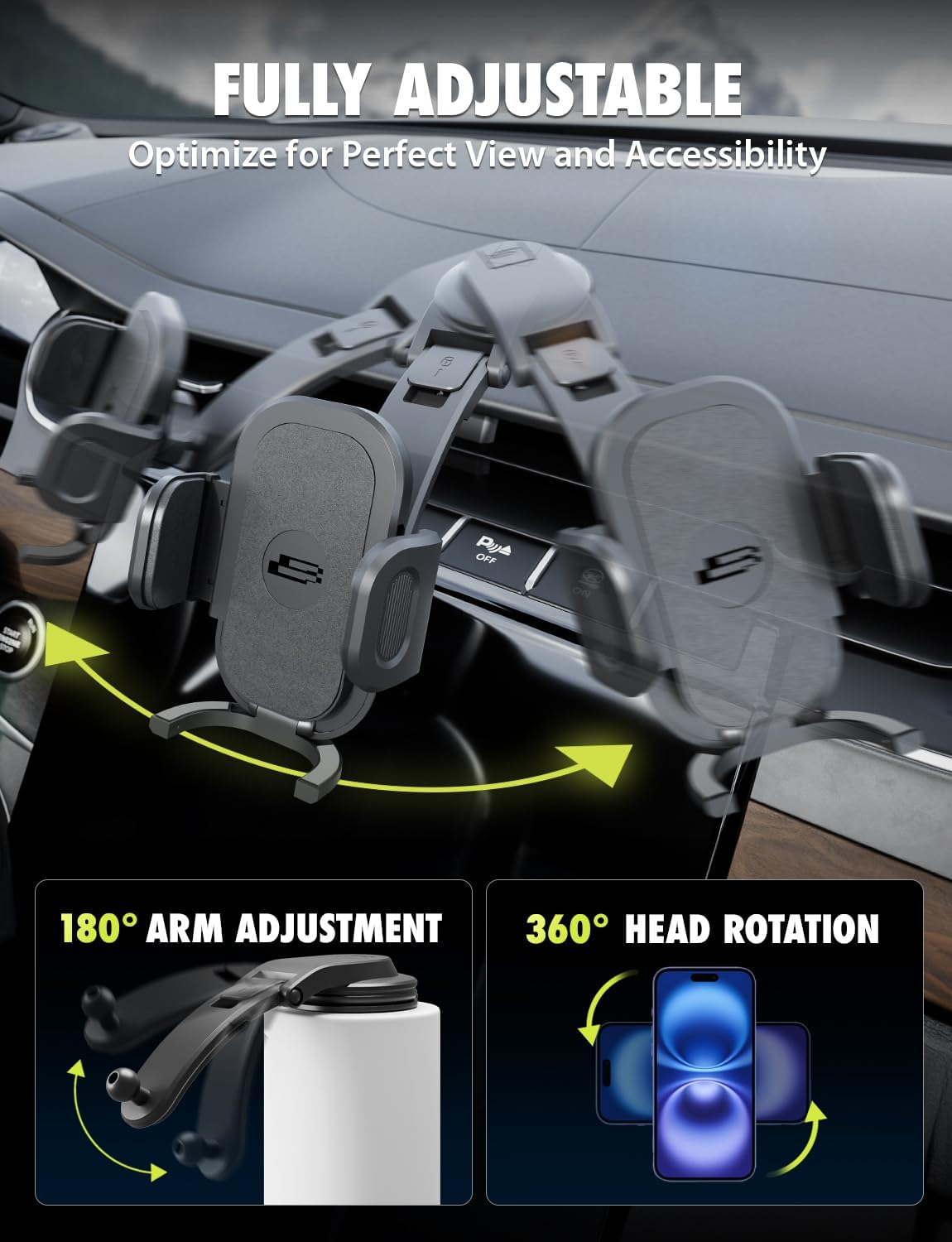 Bracketron TripGrip Low-Profile Dashboard Car Phone Holder Mount, One-Click Expandable Phone Holders for Your Car