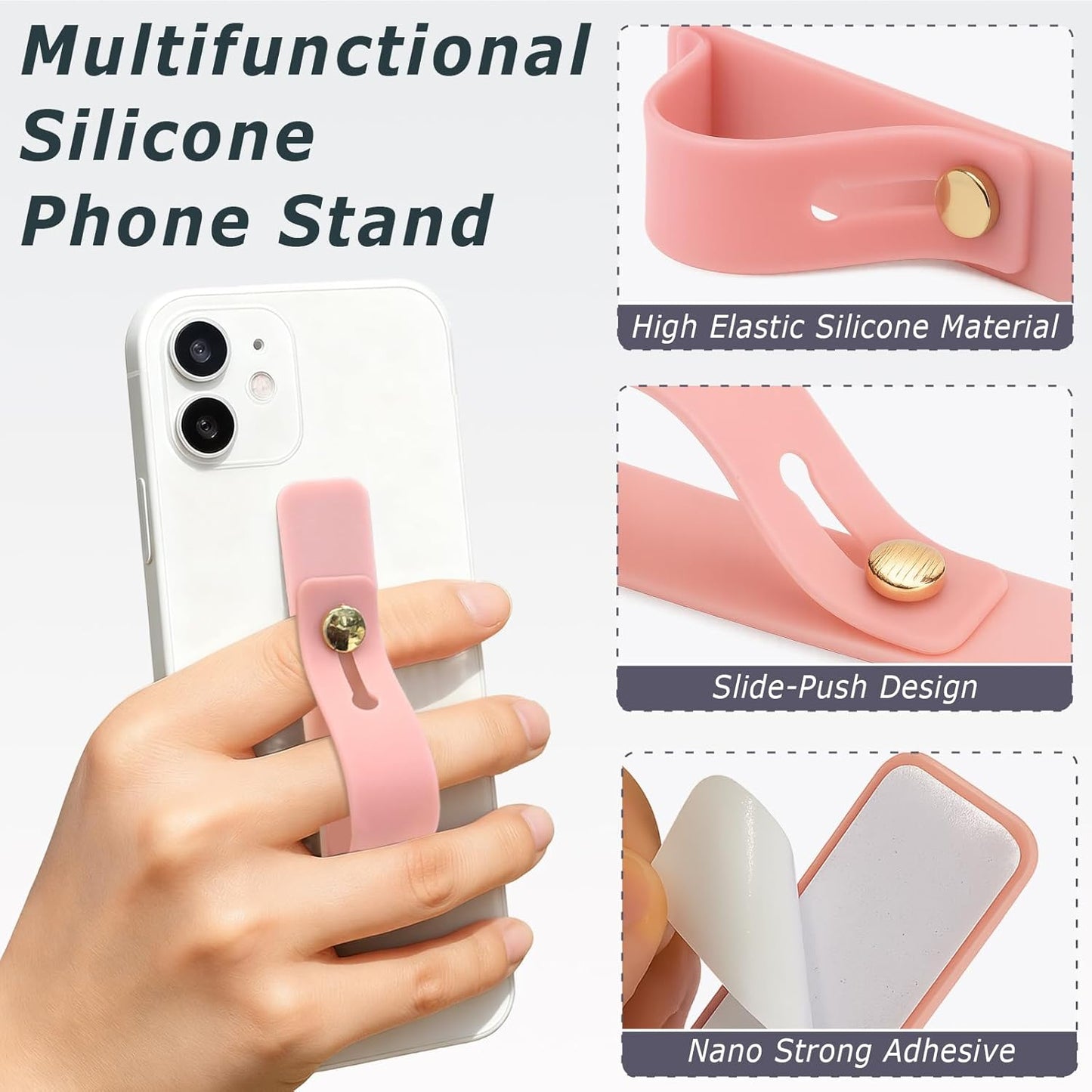 Brvlsoc 6-Pack (6 Telescopic Phone Grip Holders with Finger Strap Stand Universal Kickstand for Smartphones and Tablets