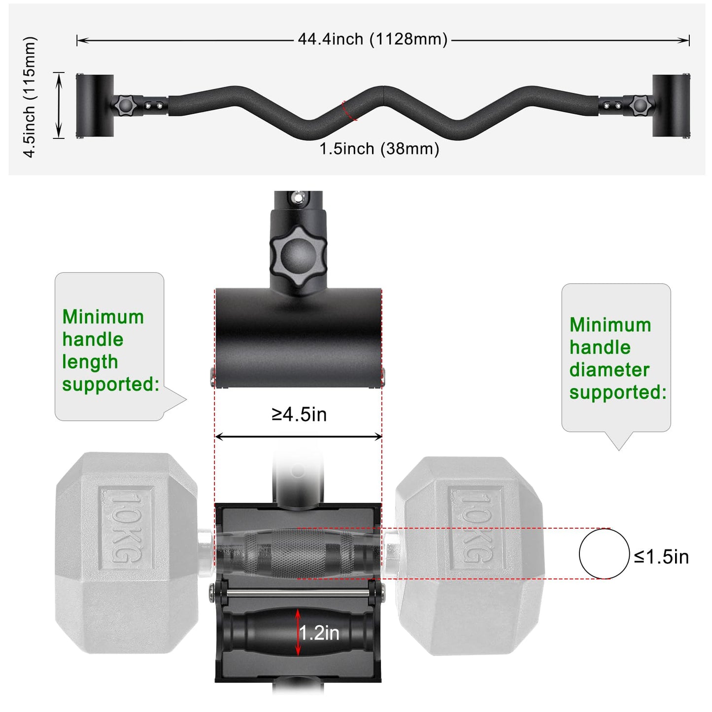 Kipika Adjustable Dumbbell to Barbell Converter - EZ Curling Bar Adapter - Versatile Weightlifting Equipment for Home Gym (B. EZ Curling Bar Converter)