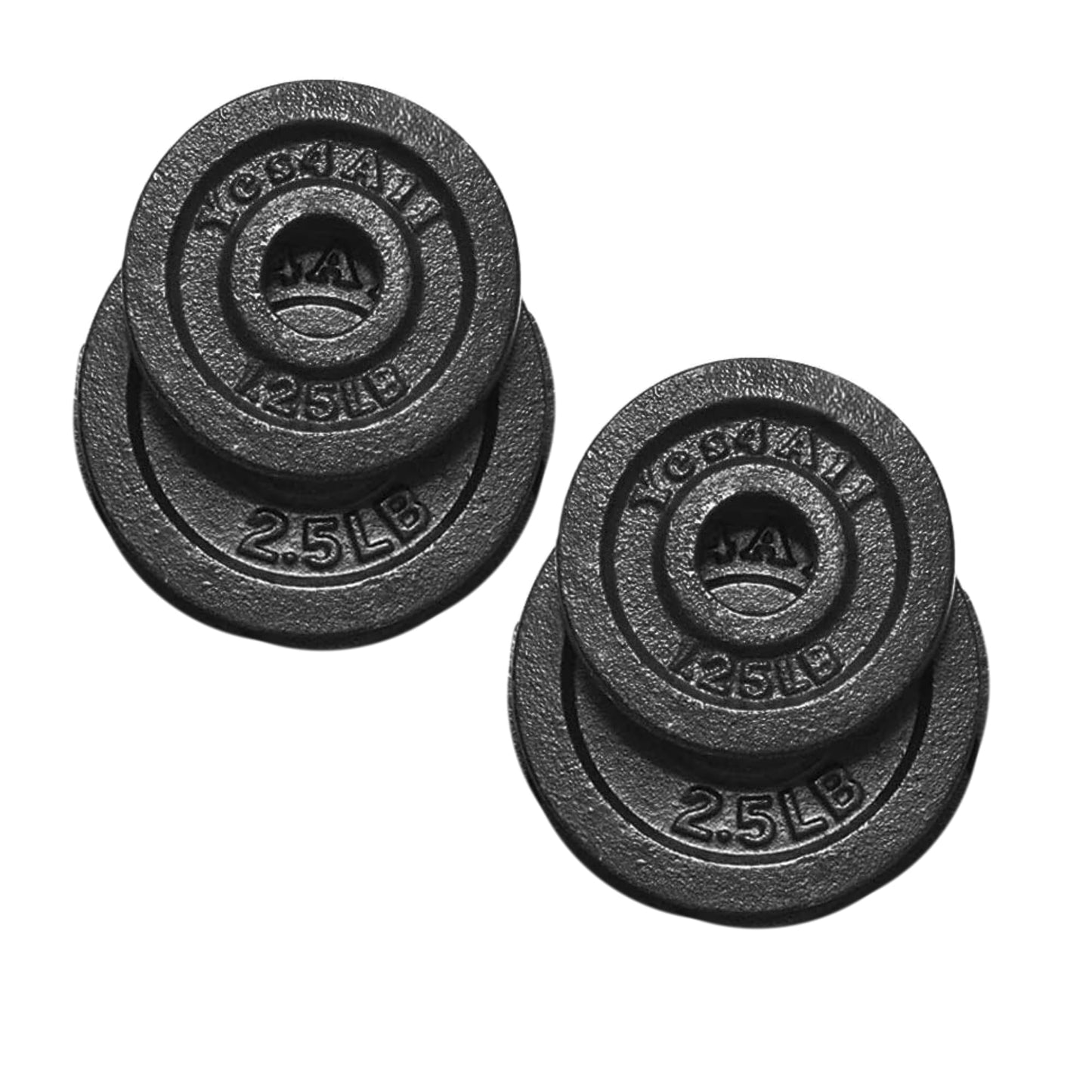 Yes4All 1.15 Inch Cast Iron Weight Plate - Ideal for Dumbbell Handle, Strength Training and Weightlifting (Set) - 2x1.25lb + 2x2.5lb (Set of 4)