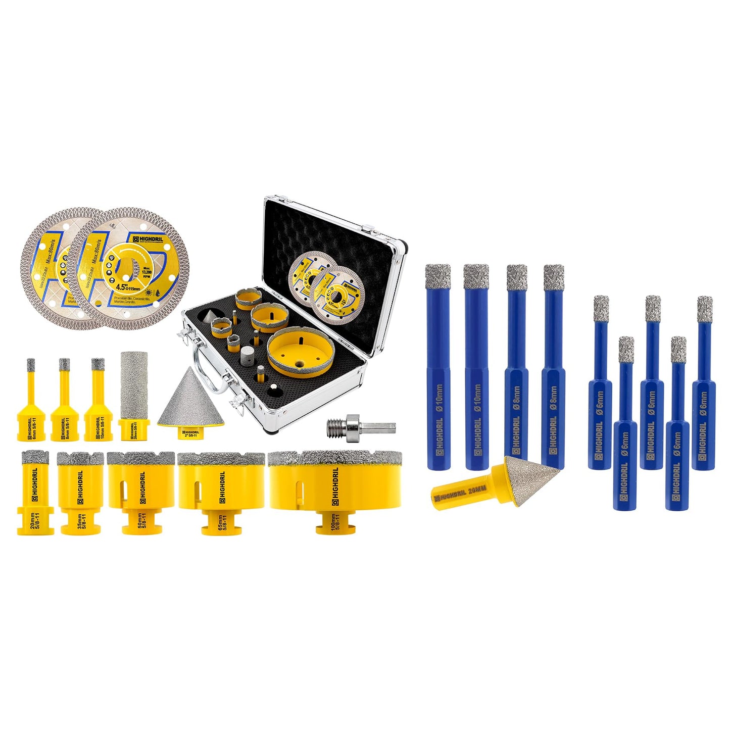 HIGHDRIL 13Pcs Diamond Hole Saw Kit and HIGHDRIL Diamond Hole Saw Kit