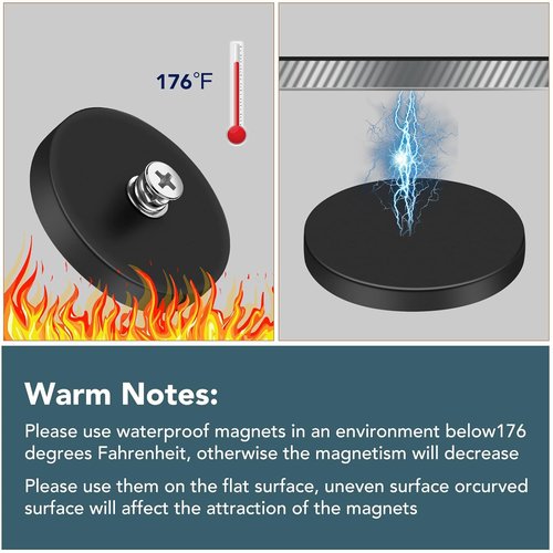 DIYMAG 4Pcs Neodymium Mounting Magnets - 30LBS Adhesive Power with Anti-Scratch Rubber Coating | 1.69 Inch