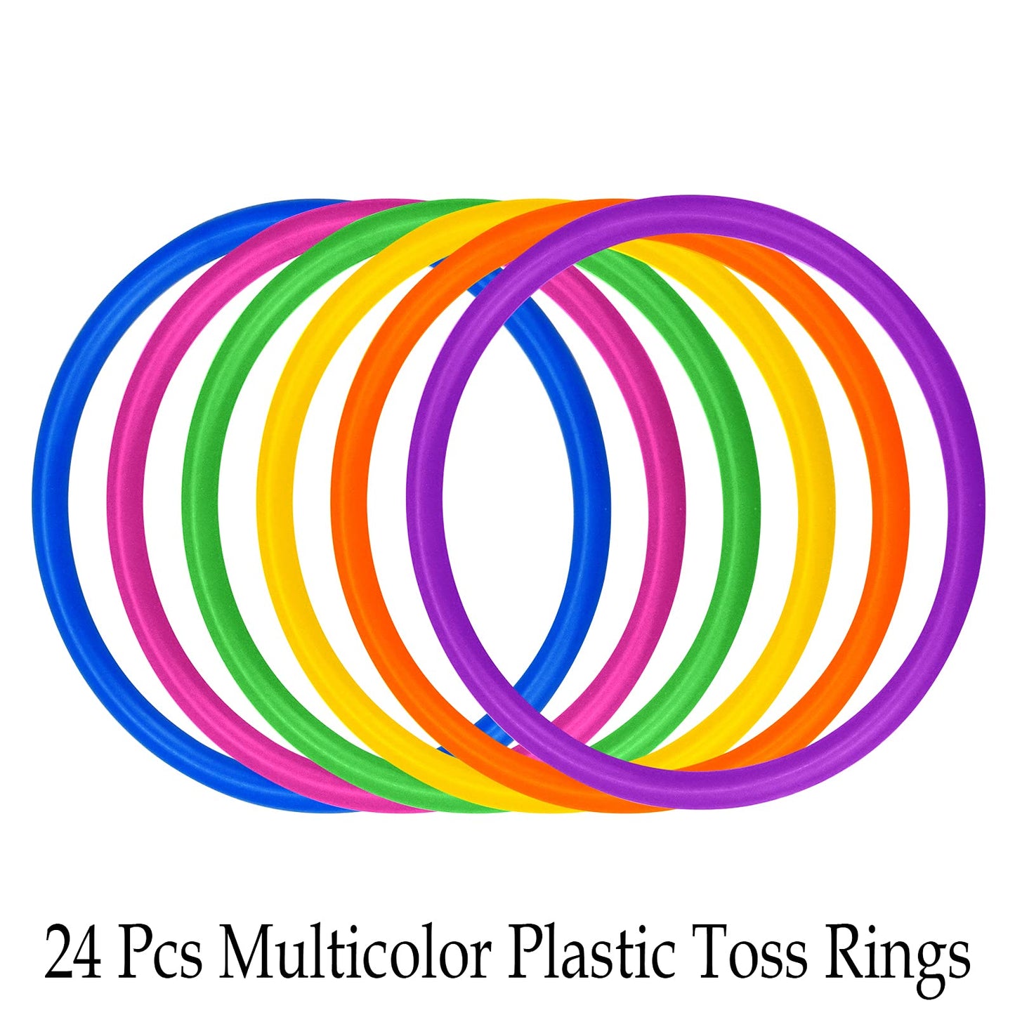 Topbuti 24 Pcs Multicolor Plastic Toss Rings Ring Toss Game Carnival Rings for Speed and Agility Practice Games, Garden Backyard Outdoor Games, Bridal Shower Game, Game Booth (3.94 Inch)