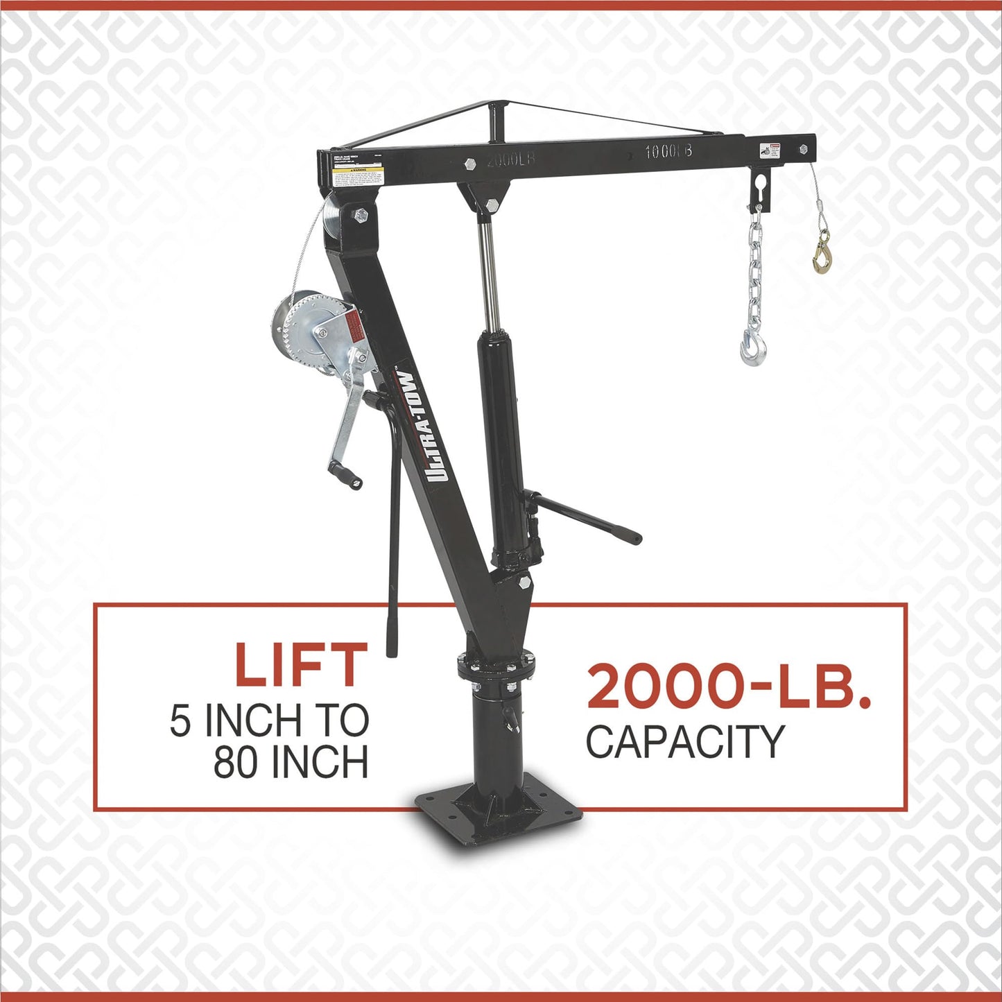 Ultra-Tow Hydraulic Pickup Truck Crane with Hand Winch - 2000-Lb. Capacity