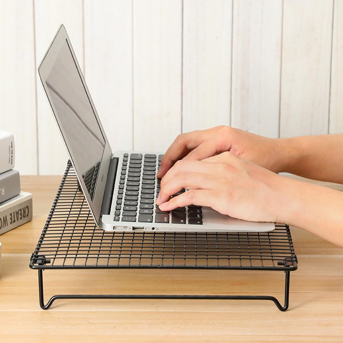 UtySty Laptop Stand Low Profile Metal Foldable Laptop Riser Holder Ventilated Cooling Computer Notebook Stand