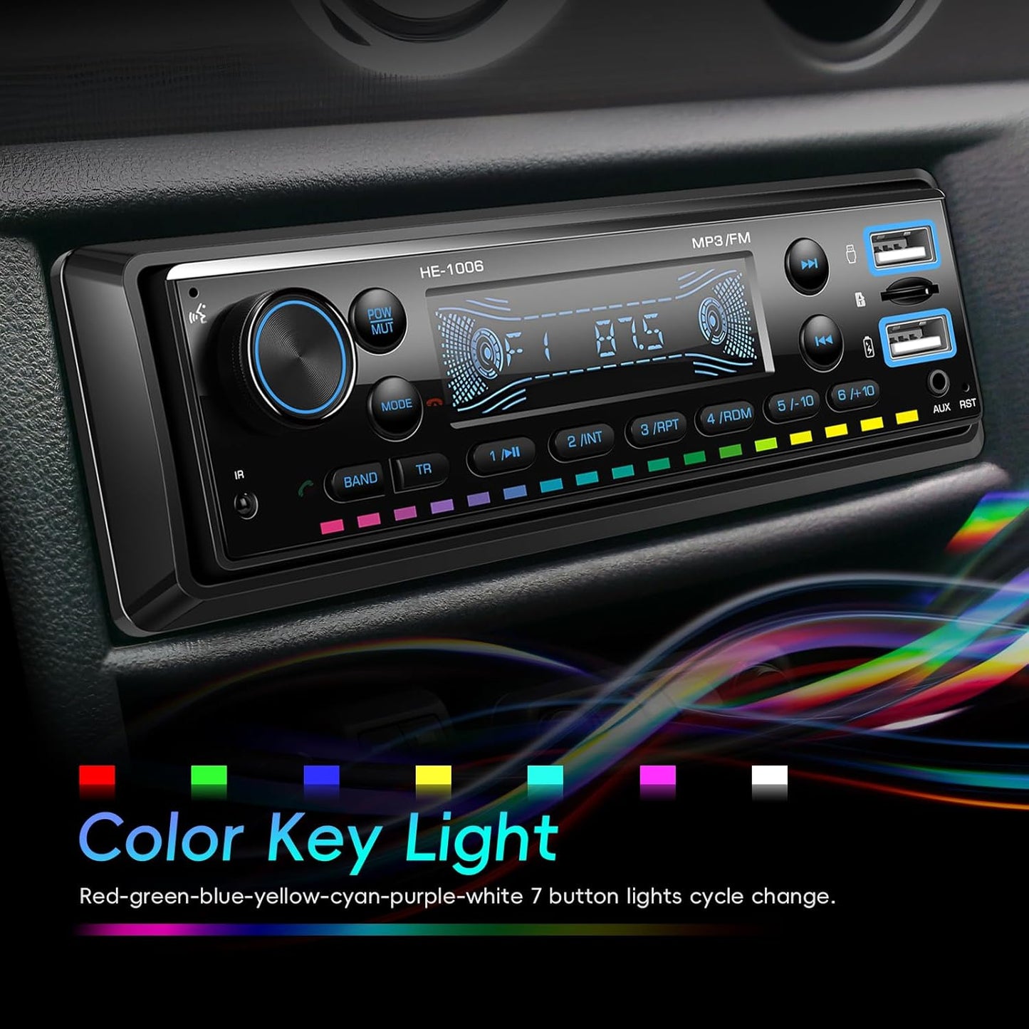 SIXTOP 5.0 64G MP3 Single Din Car Stereo Bluetooth Audio Radio with Card FM Receiver Digital Music Radio Player Support