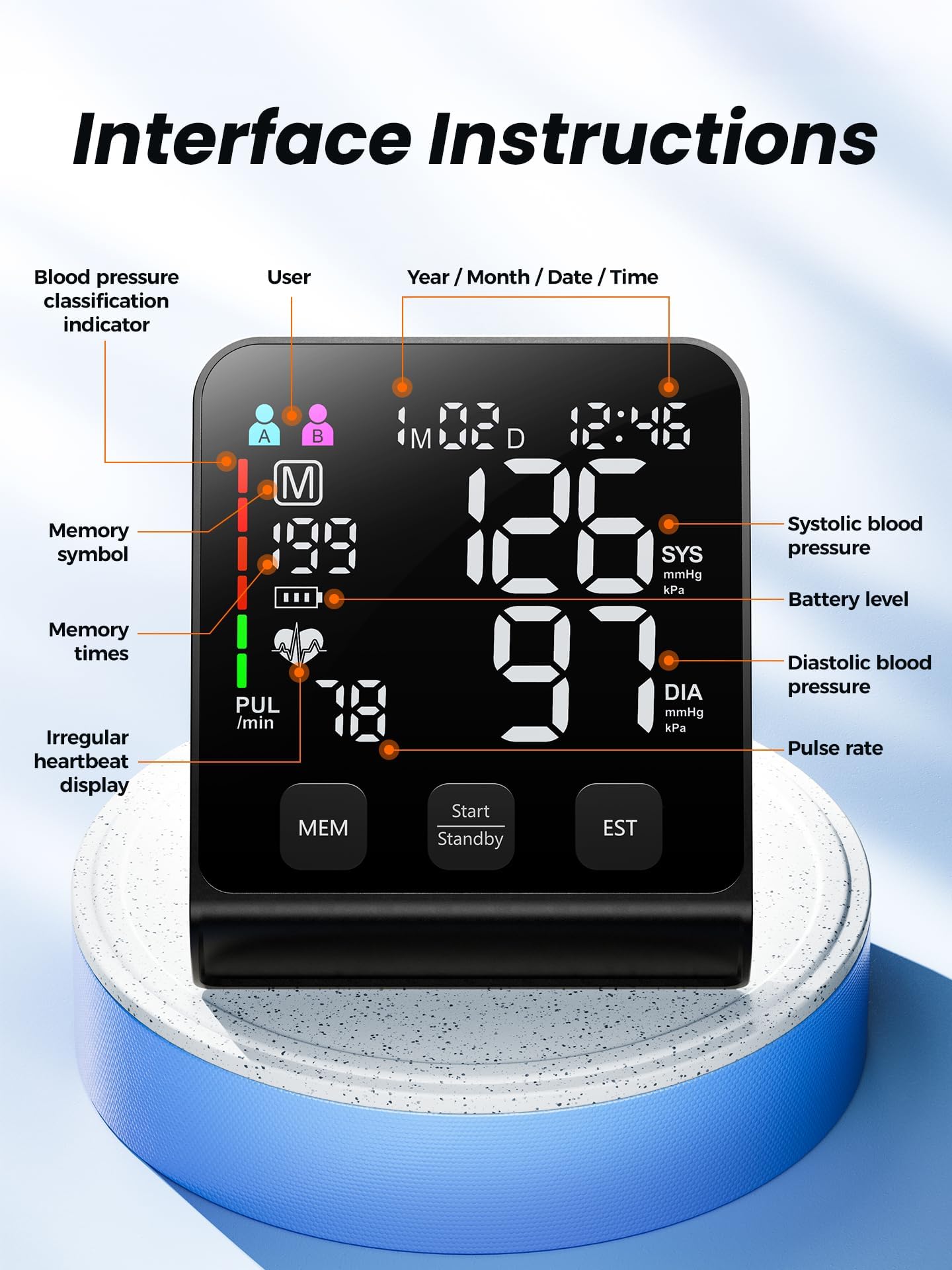 WAMELPRI FDA-Cleared Blood Pressure Monitor, FSA&HSA Eligible Home & Travel BP Machine, Adjustable Wide-Range Cuff for Seniors & Pregnancy, Stores Previous Readings, Accurate Daily Health Tracking