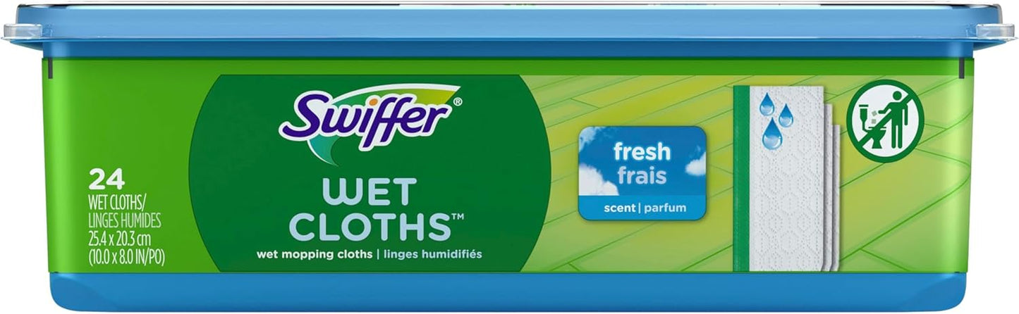 Swiffer Sweeper Wet Mopping Cloths - Open Window Fresh Scent, 24-Count Refills | Pack of 6