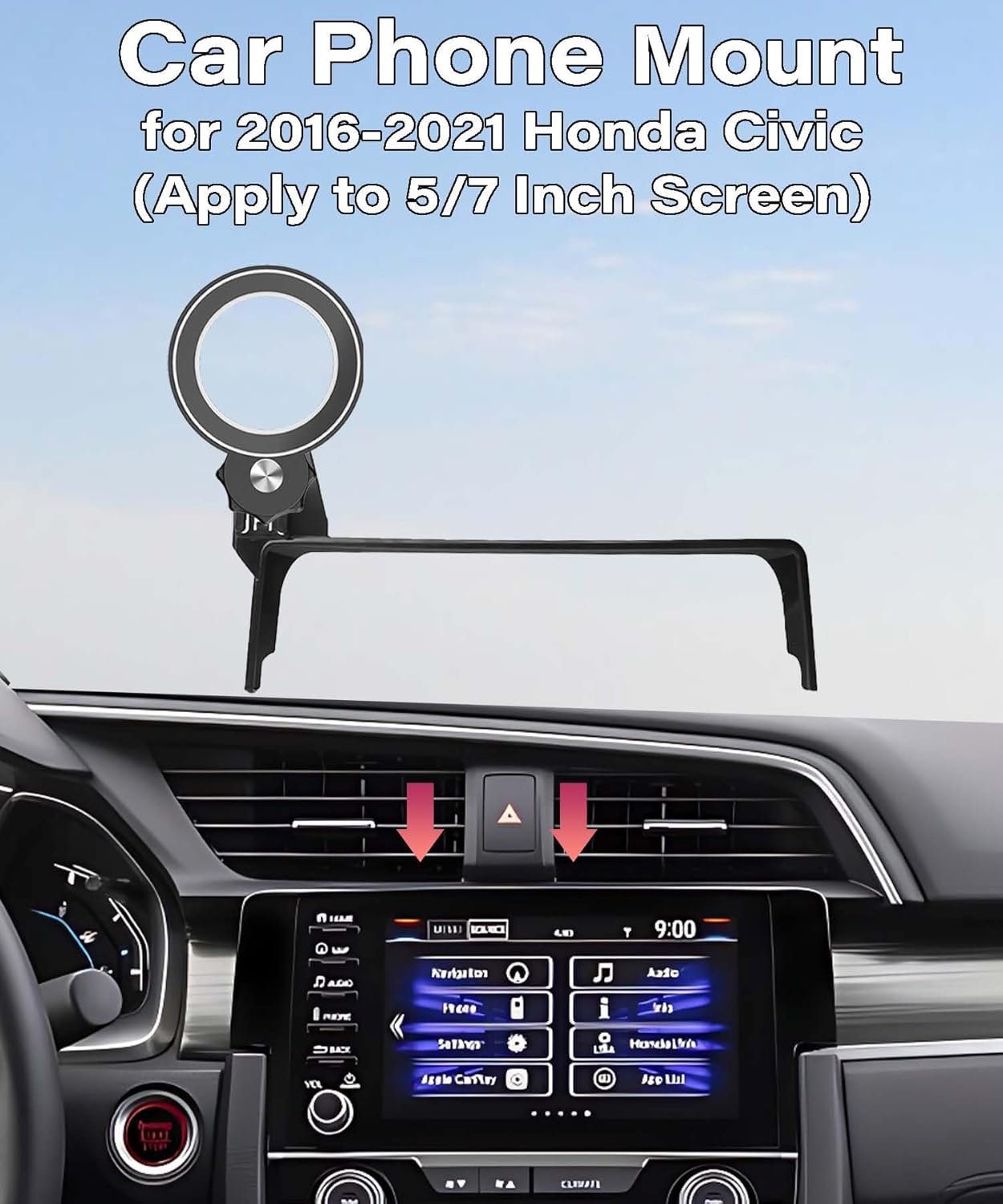 AbeeyGeomarn 2016-2021 5/7 Inch 360 Car Phone Holder for Honda Civic Accessories Apply to Touch Screen Fixed Clip