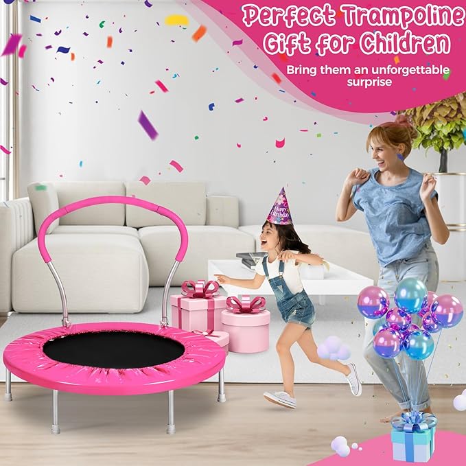 Mini Trampoline for Kids, Indoor Toddler Trampoline with Handle, Child Small Rebounder Trampoline for Indoor and Outdoor Use