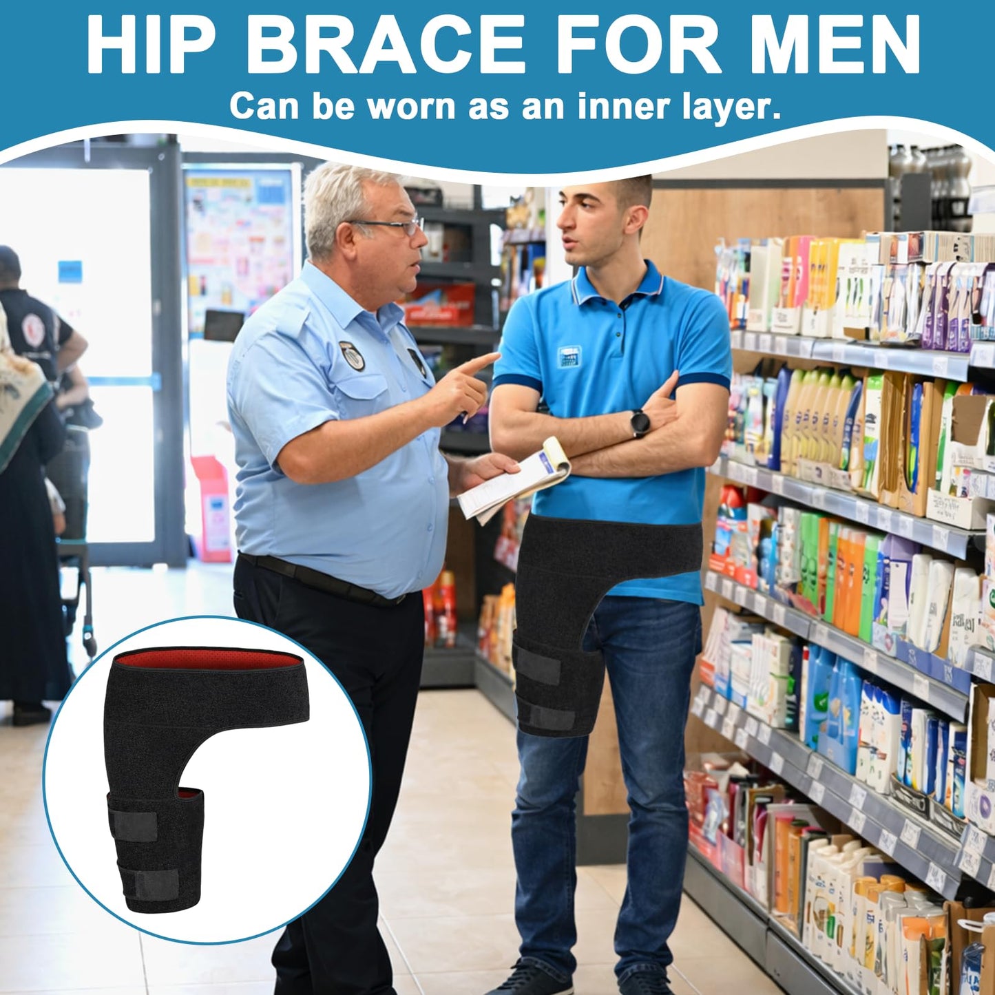 YCYuShen 1 PCS Hip Brace for Women Men, Sciatica Pain Relief Devices, Adjustable Hip Support Brace, Hip Pain Relief, Sciatic Nerve Brace Suitable for Sciatic Nerve, Groin, Thigh, Hamstring(Black)