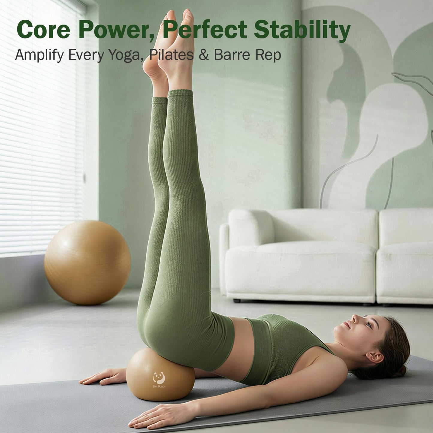 Slim Panda Pilates Ball, 9 Inch Small Exercise Ball, Anti Burst Mini Yoga Ball for Stability, Workout, Barre, Core Strength, Physical Therapy, Balance, Stretching