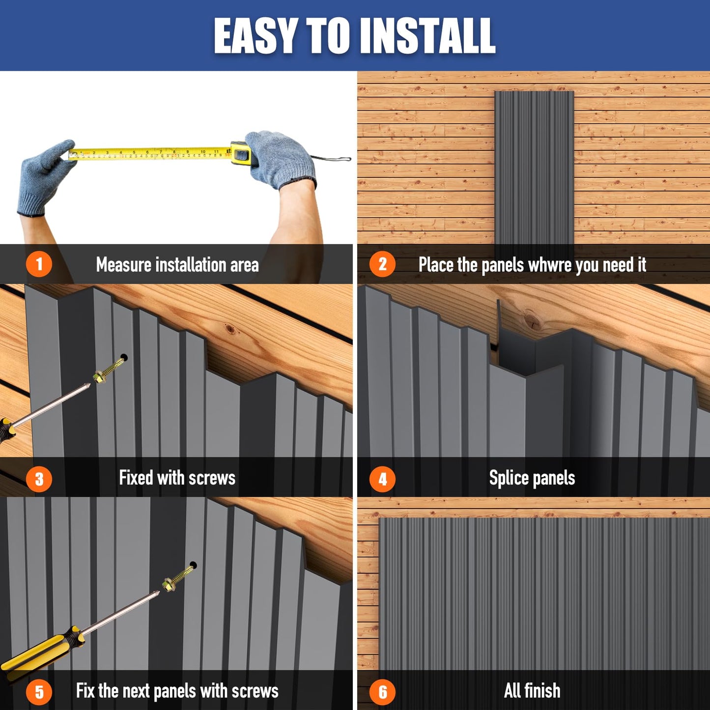Brakki Corrugated Metal Roofing Panels 20pcs 150.6 ft², Grey Galvanized Steel Roof Panels with Screw, Heavy Duty Metal Siding Suitable for Garages Chicken Coop Sheds Stables Patio