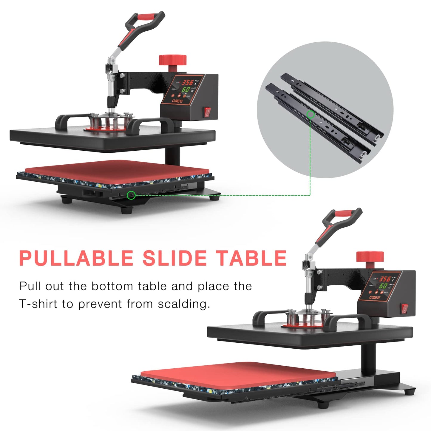 OIIEE Heat Press Machine 8 in 1 Combo Heat Press 15 x 15 Inch Heat Transfer Machine 360-Degree Swing Away Digital Shirt Printing Multifunction Heat Transfer Sublimation for T Shirts Mugs Hat Plate Cap