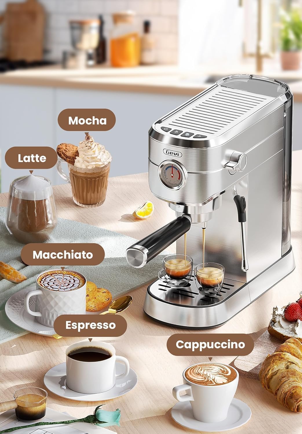 Gevi Espresso Maker 20 Bar & 3pcs Espresso Machine Accessories Set