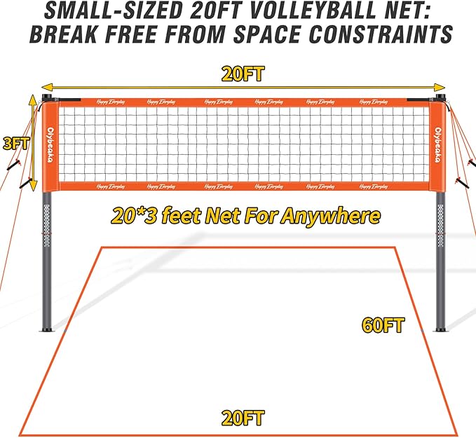 Outdoor Portable Volleyball Net Set for Backyard Beach with Adjustable Heavy Duty Poles, Durable Net, PU Volleyball & Pump, Carry Bag