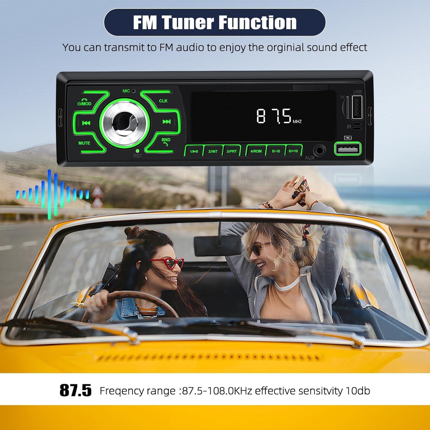 AMprime MP3 Location+32G Single Din Car Radio Stereo Digital Bluetooth Player Music Stereo Car Player