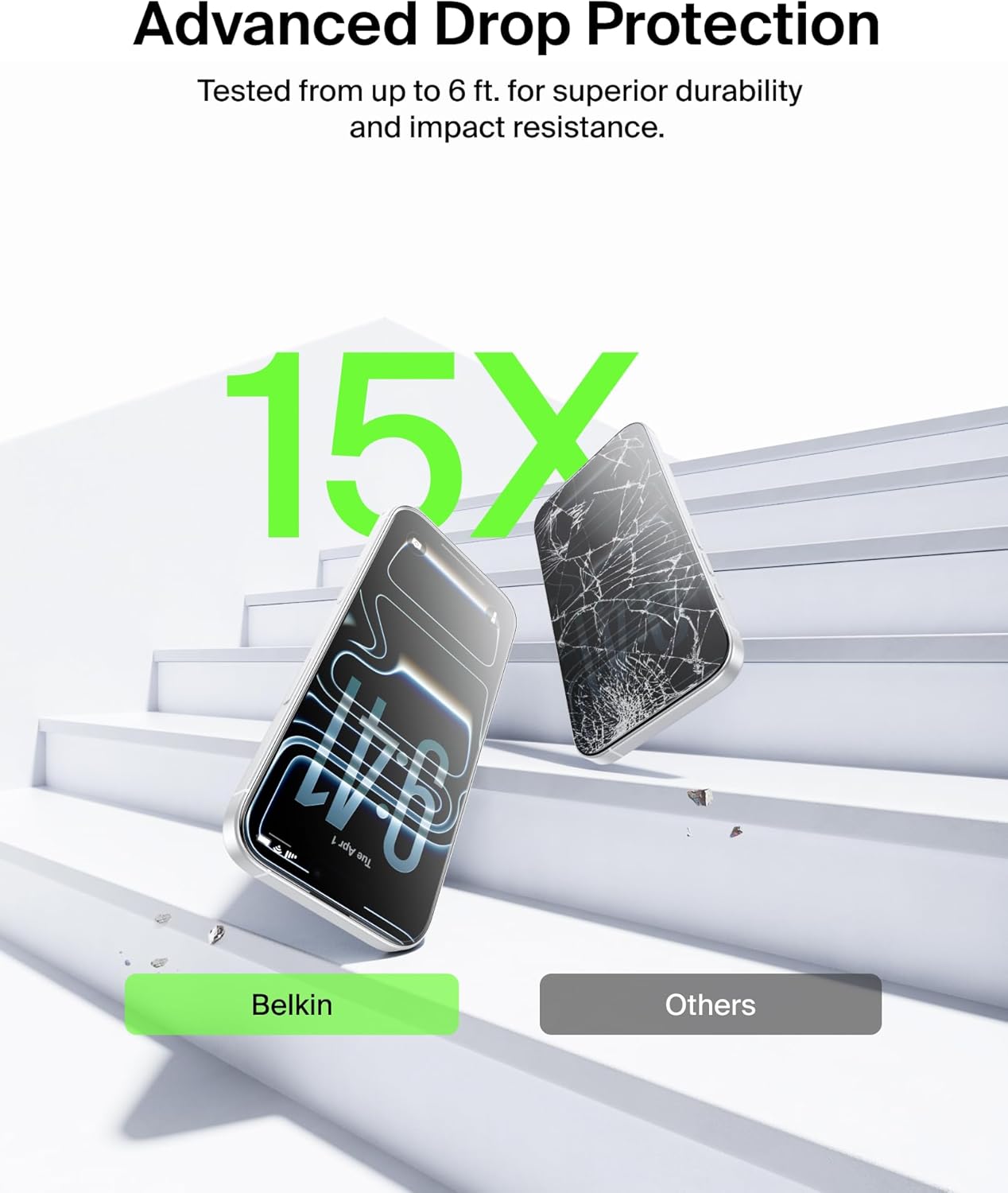 17 Belkin ScreenForce TemperedGlass Screen Protector for iPhone Pro, Scratch-Resistant Impact Protection w/Included