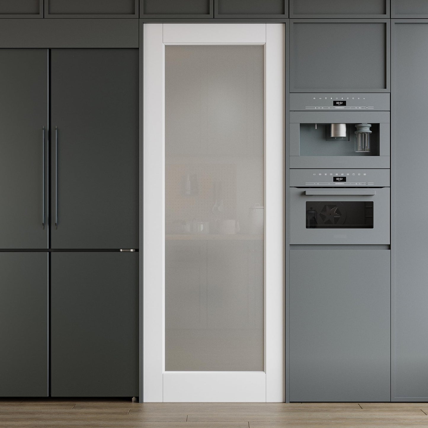 24 x 80 Interior Door Slab, Glass Door, Pantry Doors with Frosted Glass, Solid Core 1 Panel Prebuilt Panel, Paintable Bedroom Doors, Privacy Protected