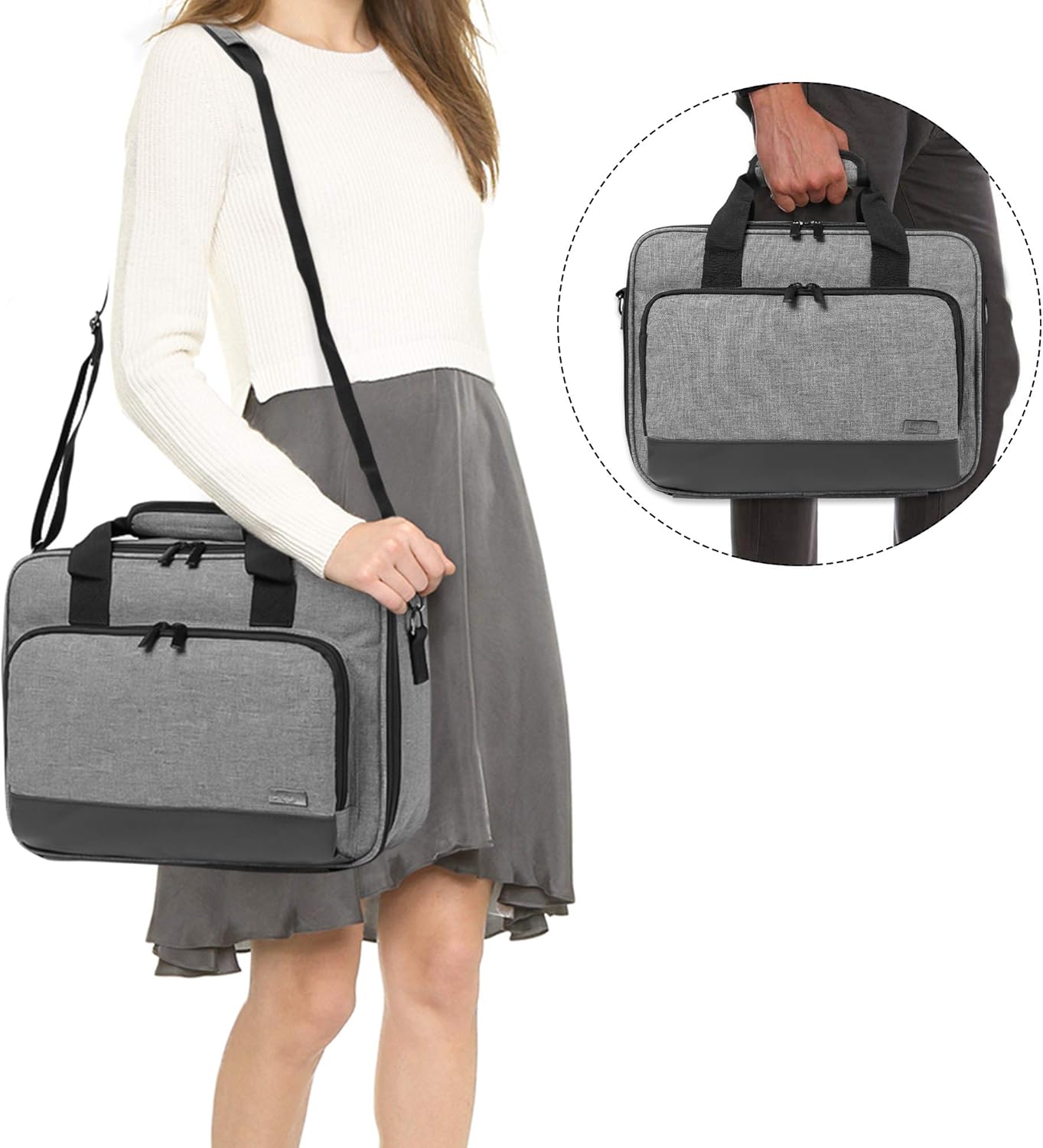 Medium(13.75 10.5 4.5 Inches), LUXJA Projector Case, Projector Bag with Accessories Storage Pockets (Compatible