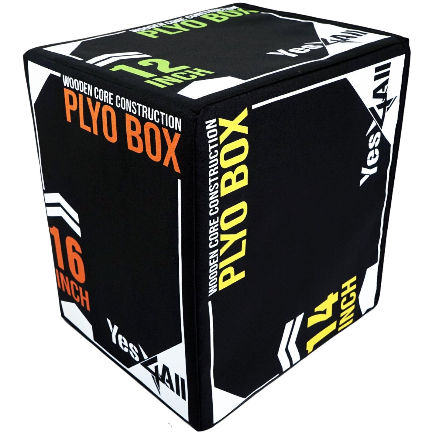 Yes4All 3-in-1 Soft-Padded Plyo Box with Wooden Core, Non-Slip Multi-Use Cushioned Plyometric Jump Box with Vinyl Cover for Jumping, Conditioning, Strength Training, Black
