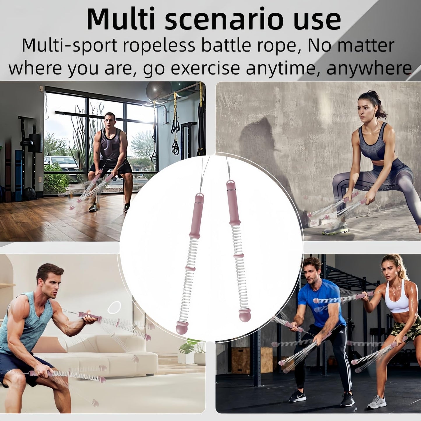 Ropeless Battle Ropes 2Pcs with Bag for HIIT, Cardio, Strength & Low-Impact Training, Portable Weighted Home Gym Equipment Non-Slip Handle, Cordless Battle Ropes for Men & Women, Upgrade Battle Rope