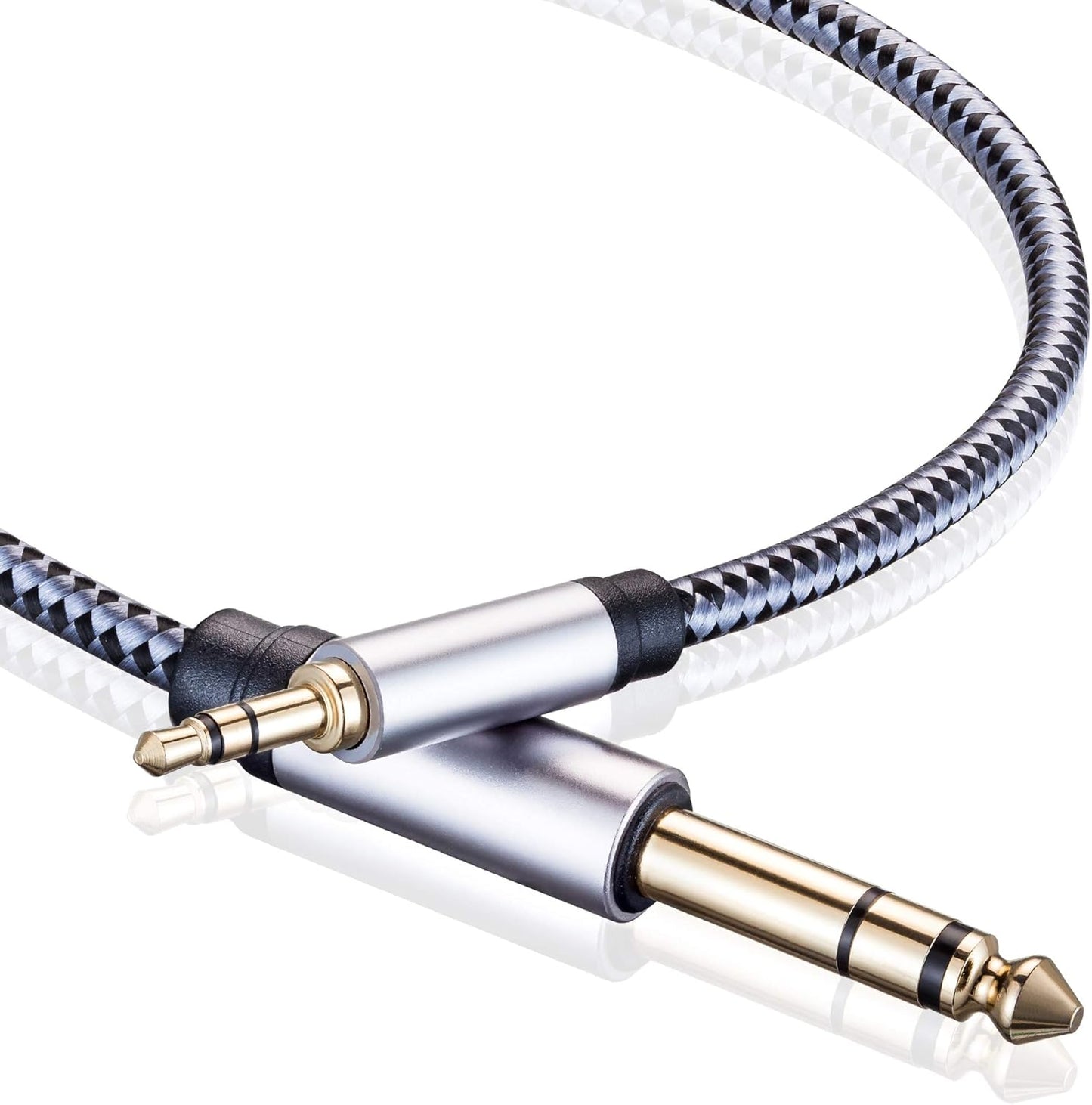Tiierzon 1/8 1/4 25Ft, 6.35mm 1/4" 3.5mm 1/8" Amplifiers(25Ft) to Stereo Cable Male to Male TRS Bidirectional Stereo