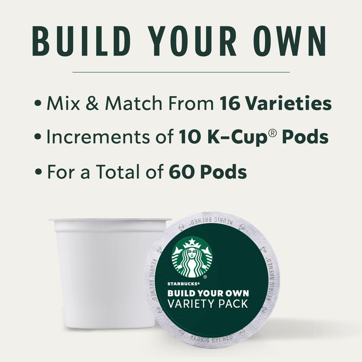 Starbucks K-Cup Coffee Pods, Custom Build Your Own Variety Pack, 60 Pods