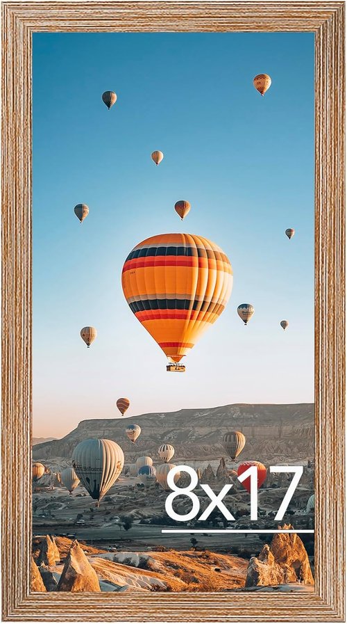 JCJMY 8x17 Rustic Brown Picture Frame - Versatile Wall Hanging for Horizontal & Vertical Photos