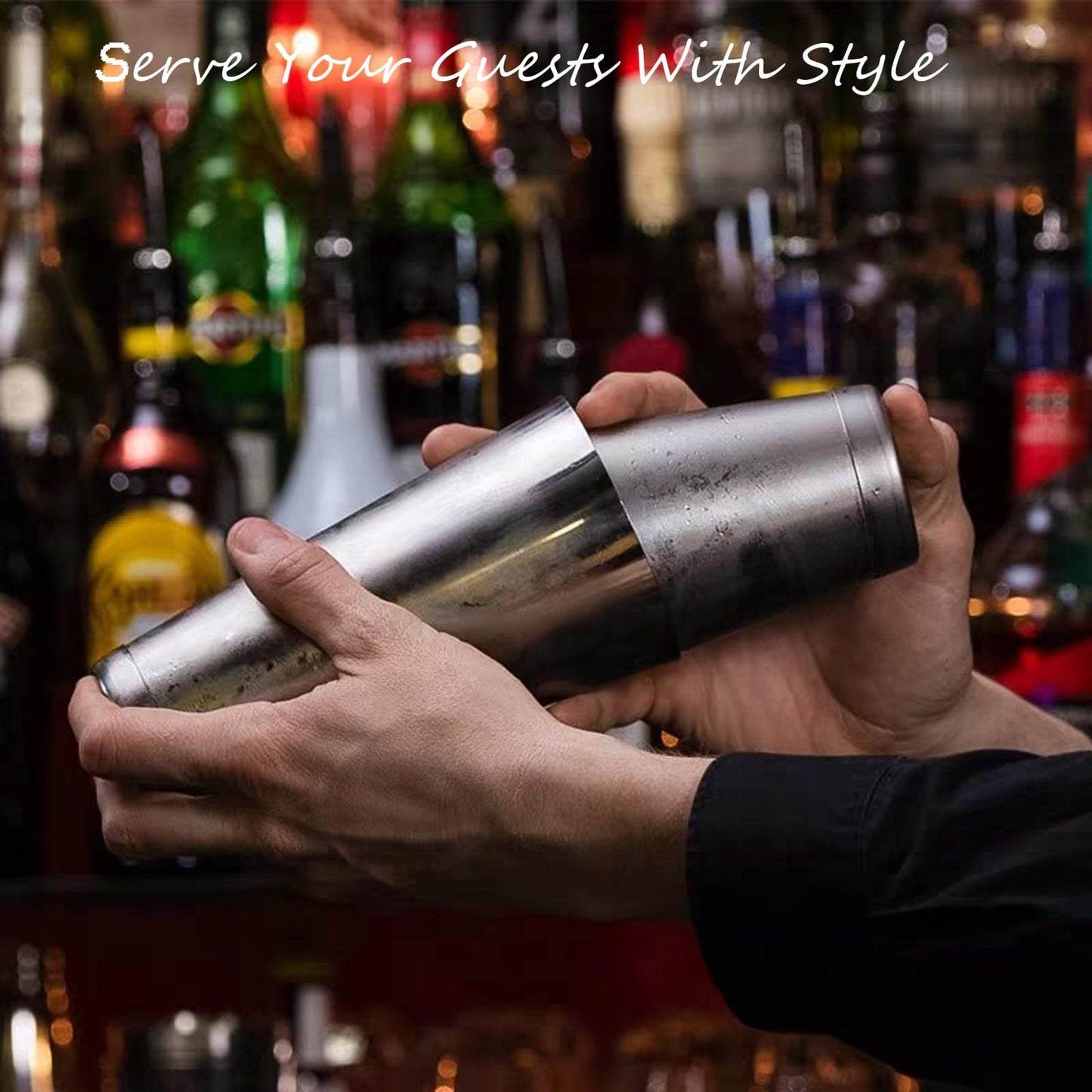 Ailelan Boston Cocktail Shaker Set, Professional Bar Shaker Set Bartender Kit, Stainless Steel Martini Shaker with Weighted 28oz Unweighted 18oz Drink Mixer Tins Bartending Tools for Bartender