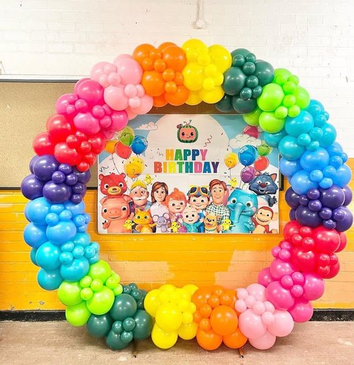 Bezente Rainbow Latex Balloons - 100 Pack with Adjustable 6.6ft Balloon Column Stand Set of 4