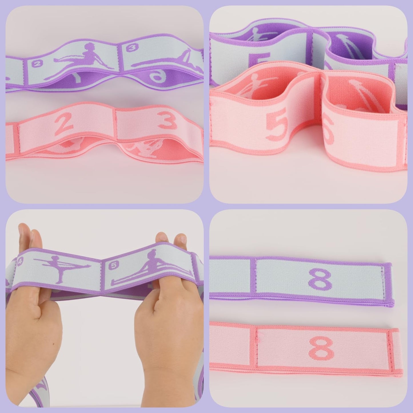Elastic Yoga Stretching Strap with Loops, CEILIWEN Stretch Straps for Physical Therapy, Pilates Stretch Band, Elastic Exercise Bands, Leg Stretching Strap, Stretch Resistance Bands for Exercise (02)