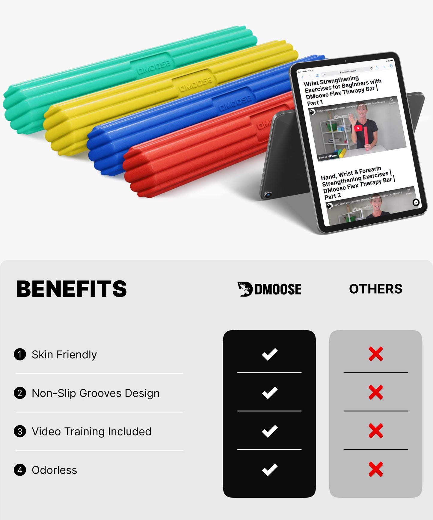 DMOOSE FITNESS Flex Bar (3 in 1-Red, Green & Blue)