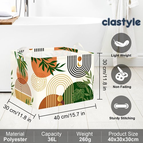Clastyle Boho Geometric Storage Basket Baby Laundry Hamper Leaf Kid Gift Toy Box Collapsible Clothes Organizer Nursery Bin for Bedroom, Arched Door, 40 * 30 * 30 cm