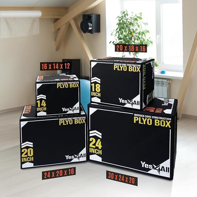 Yes4All 3-in-1 Soft-Padded Plyo Box With Wooden Core, Non-Slip Multi-Use Cushioned Plyometric Jump Box with Vinyl Cover for Jumping, Conditioning, Strength Training