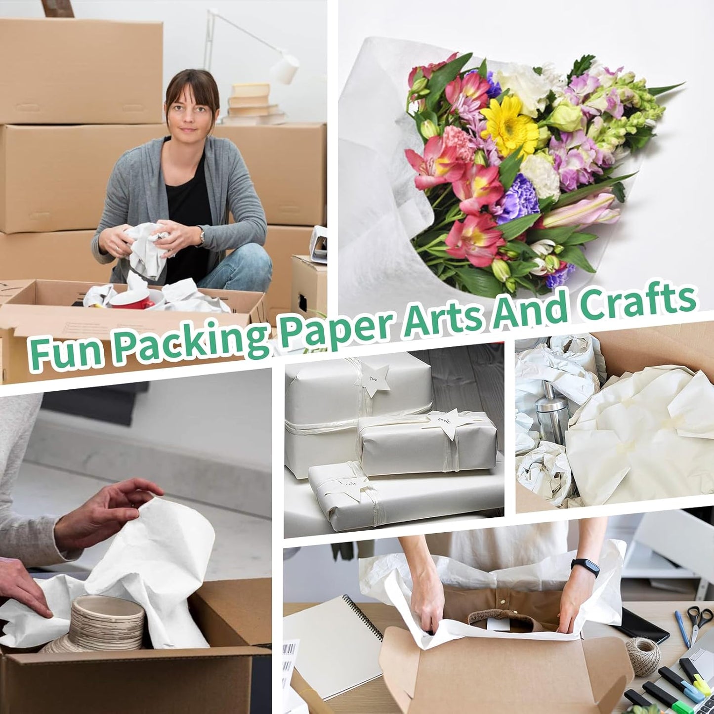 Packing Paper Sheets - 14" x 22" Newsprint for Moving & Shipping | 52 Sheets for Wrapping & Protection