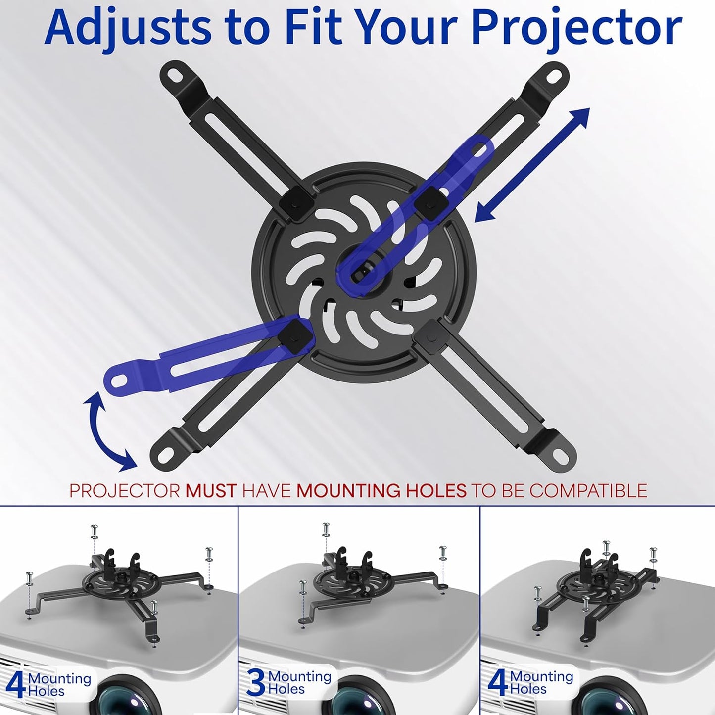 VIVO 12.5 inch 1.5 inch MOUNT-VP02B Extending Ceiling Projector Mount, Height Adjustable Projection, Up to Mounting