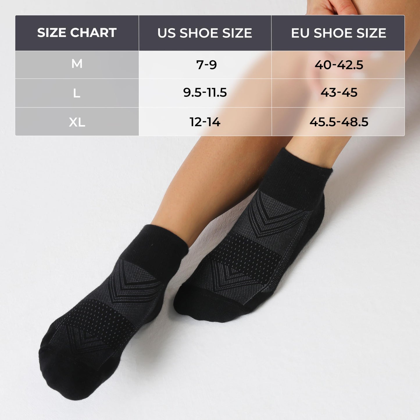 CS CELERSPORT 6 Pack Men's Ankle Socks with Cushion, Sport Athletic Running Socks, Black, Large