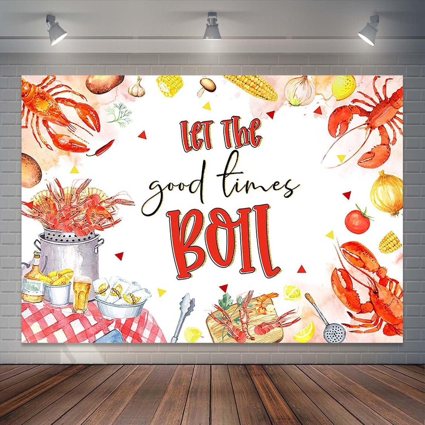 Joliaco (10x7ft) Crawfish Boil Theme Backdrop Seafood Boil Any Occasion Birthday Photography Background Let The Good