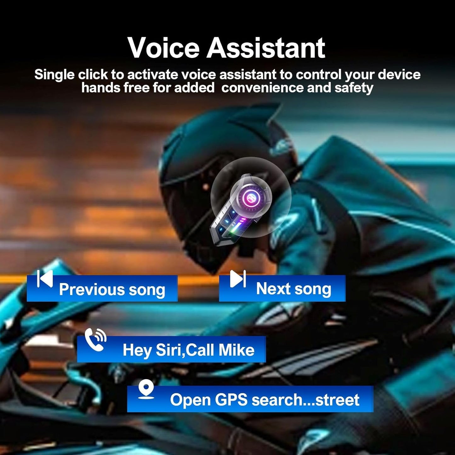 YYTFY Headset IPX67 5.3 /1200mAh Headset Motorcycle Bluetooth with Voice Assistant,Helmet Speakers Waterproof