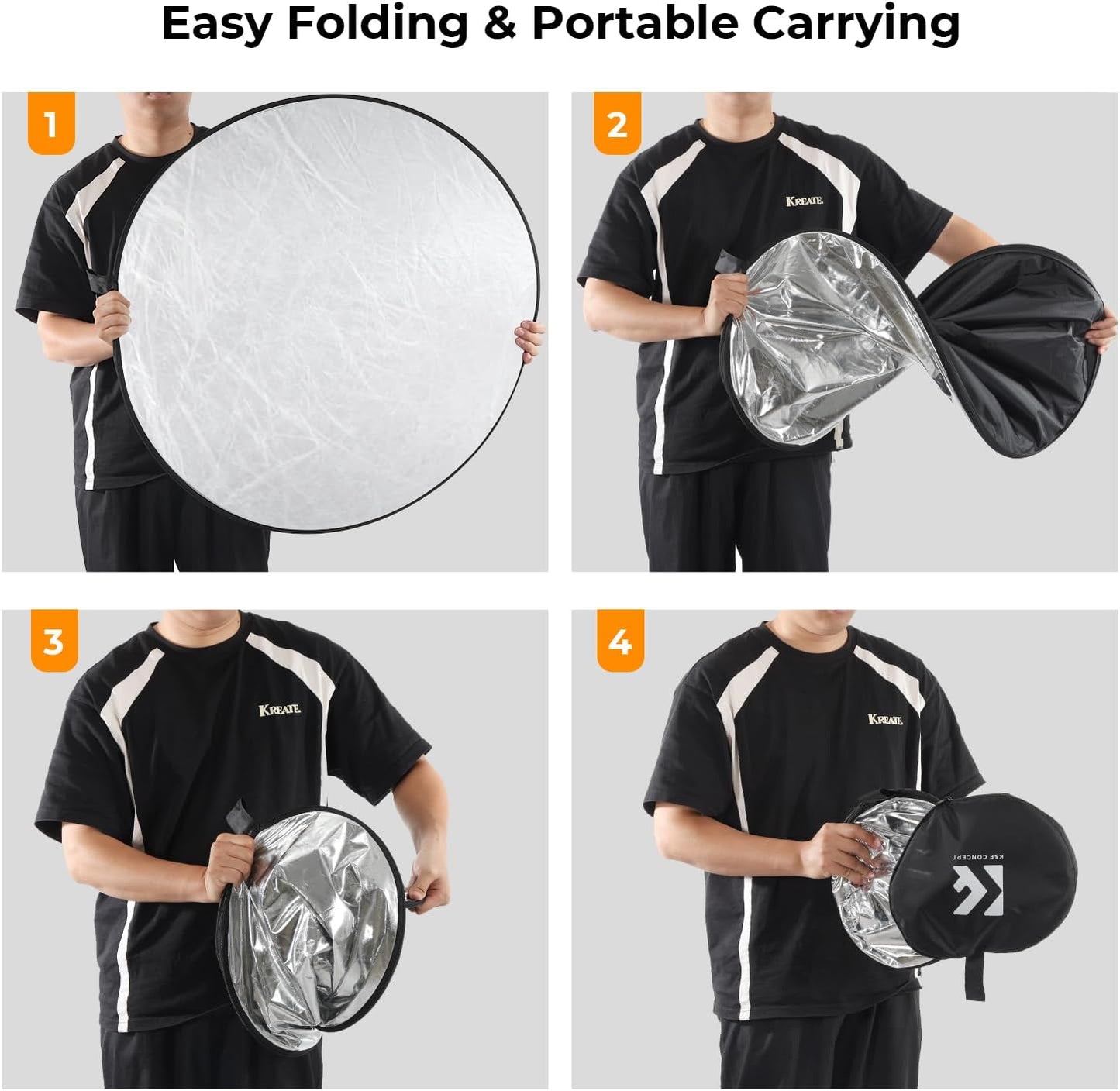 K&F CONCEPT 5-in-1 32"(80cm) Light Reflector Photography Diffuser Collapsible Portable for Studio and Outdoor Lighting