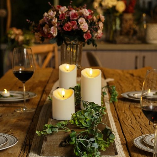 Homemory Flameless LED Outdoor Candles - Waterproof, Remote & Timer Included | Ivory White, Set of 3