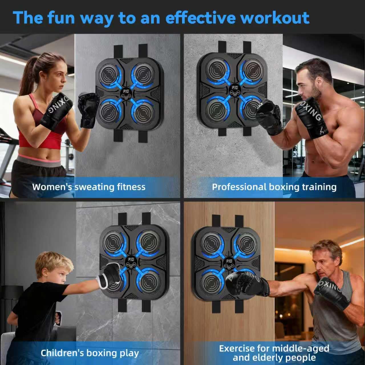 SoftGym Music Boxing Machine,Interactive Punching Trainer with LED Lights,Music Boxing Machine Sport for Kids and Adults,Cardio Workout Equipment Target for Home,Office,Gym