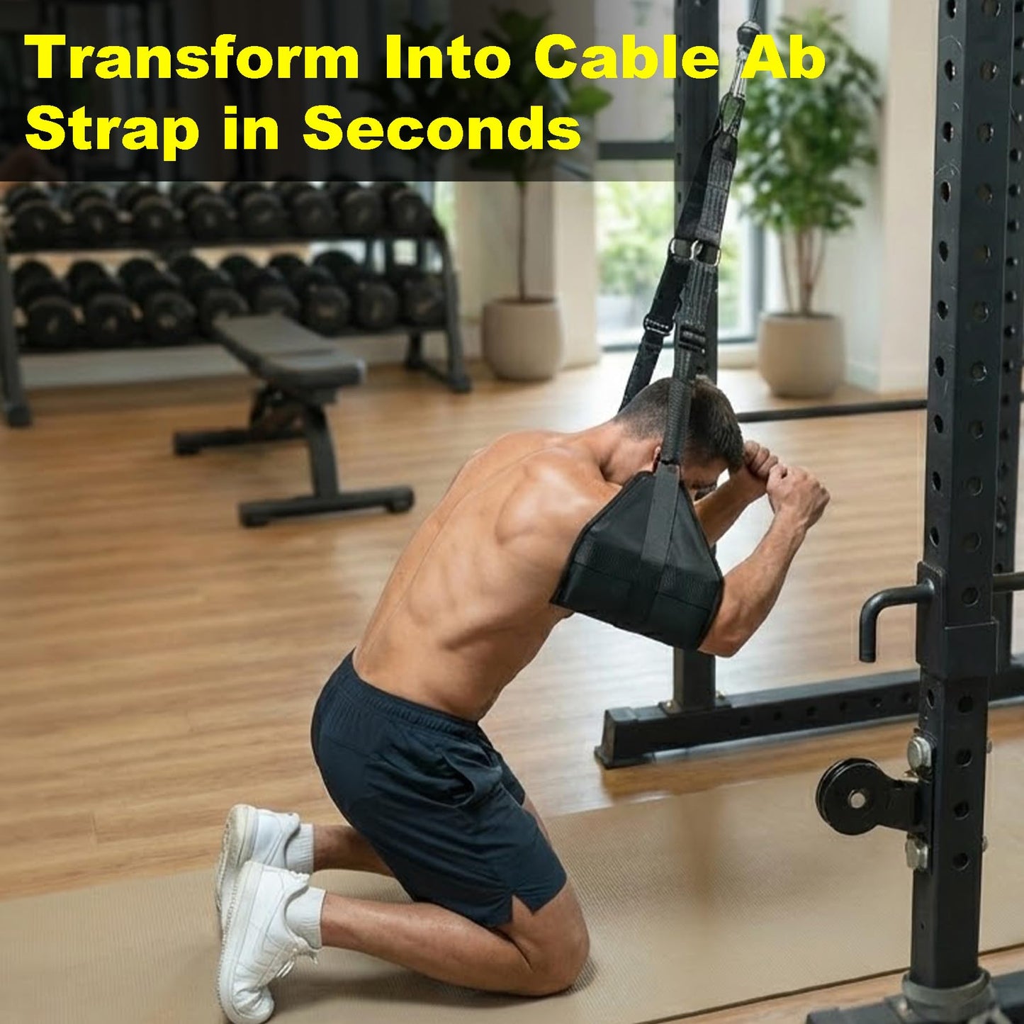 Lights Mountain Heavy-Duty Hanging Ab Straps for Pull-Up Bar, Support for Tall Athletes, Thick Padded Arm Cradle for Core Strength & Ab Training,Compatible with Pull-Up Bars & Cable Machines