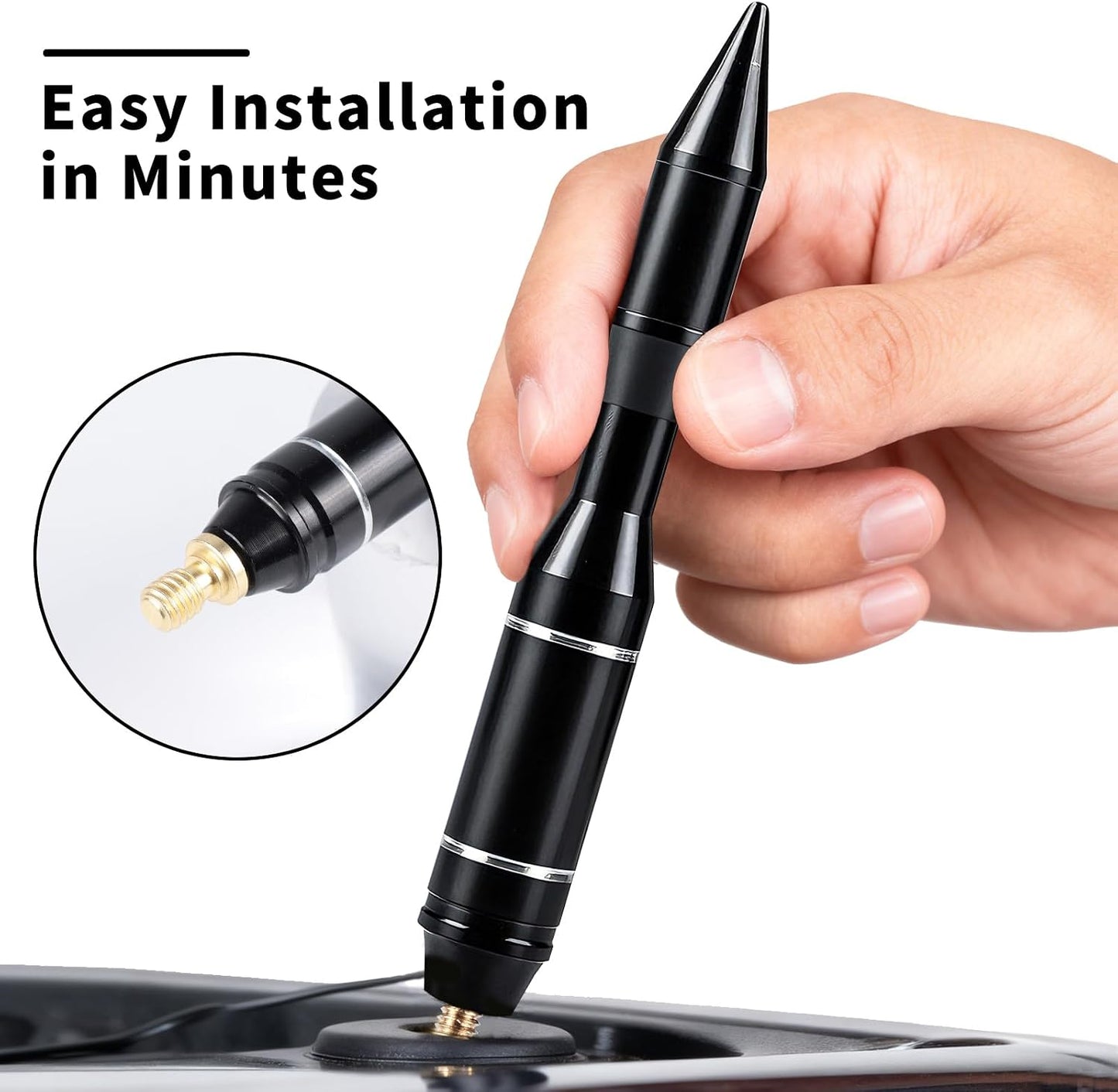 SUNEIFU Car Antenna, Short Stubby Bullet Style Mast Replacement, Premium Signal Reception Waterproof Car Stereo Aerial