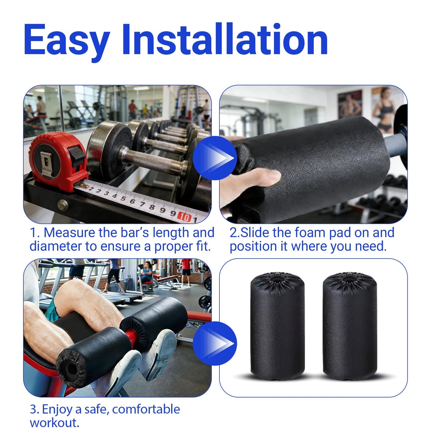 2PCS High-Resilience Leg Extension Pad Replacement for Gym Machines, Stable High-Support Foam Roller, Durable No Peel or Crumble for Leg Curl, Bench, Inversion Table
