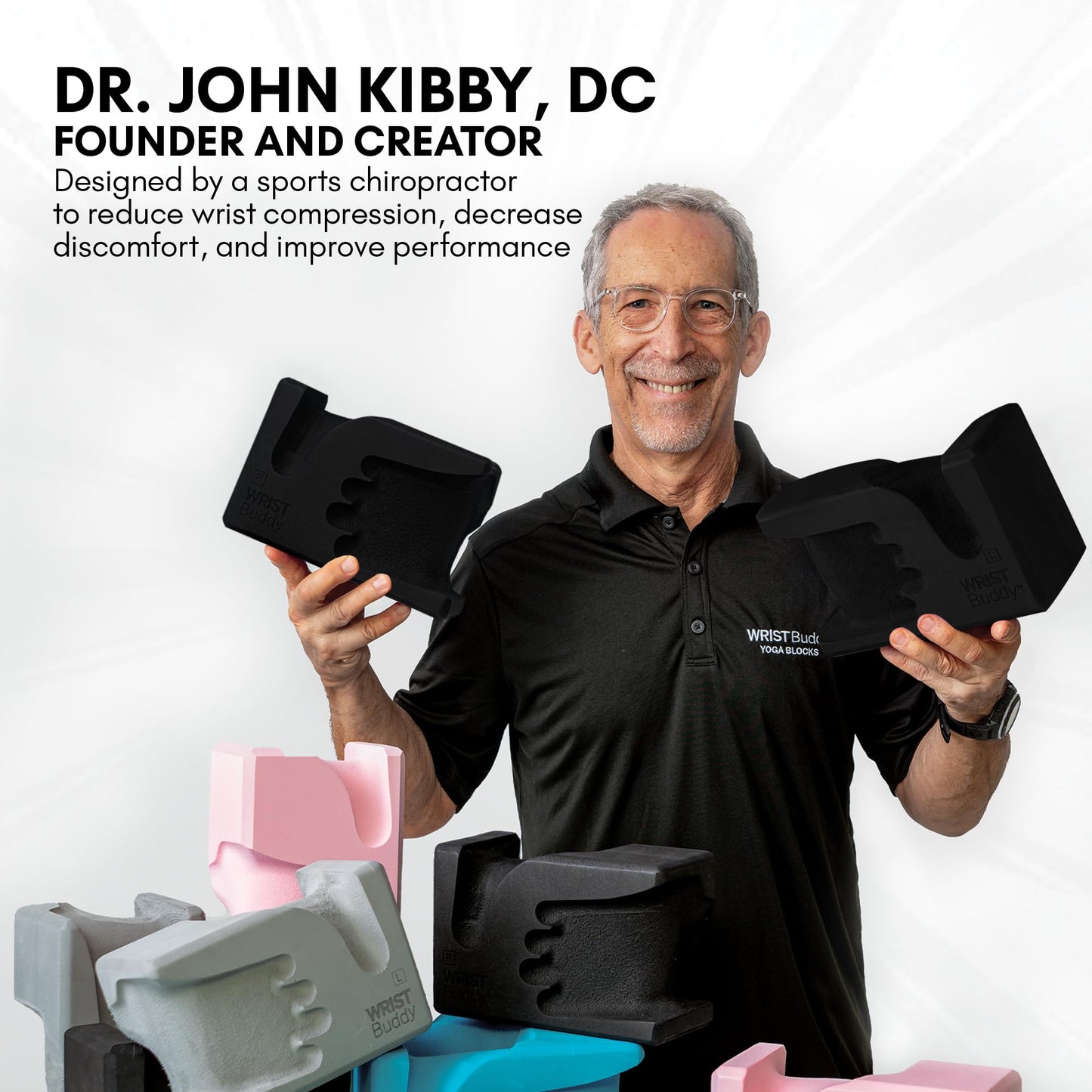 WRISTBuddy® Hand-Shaped Ergonomic Yoga Blocks for Optimal Wrist Support During Yoga, Pilates, Pushups, Planks, and Handstands - Patented Non Slip Blocks for Enhanced Stability and Comfort.
