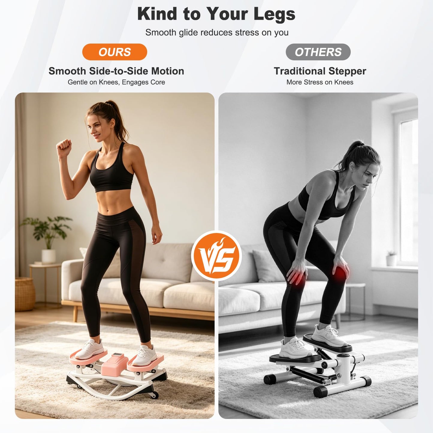 Rocking Steppers for Exercise at Home 3D Motion Stair Stepper with Resistance Bands 350 LBS Loading Capacity Exercise Equipment Low-Impact Balance Board for Full Body Workout