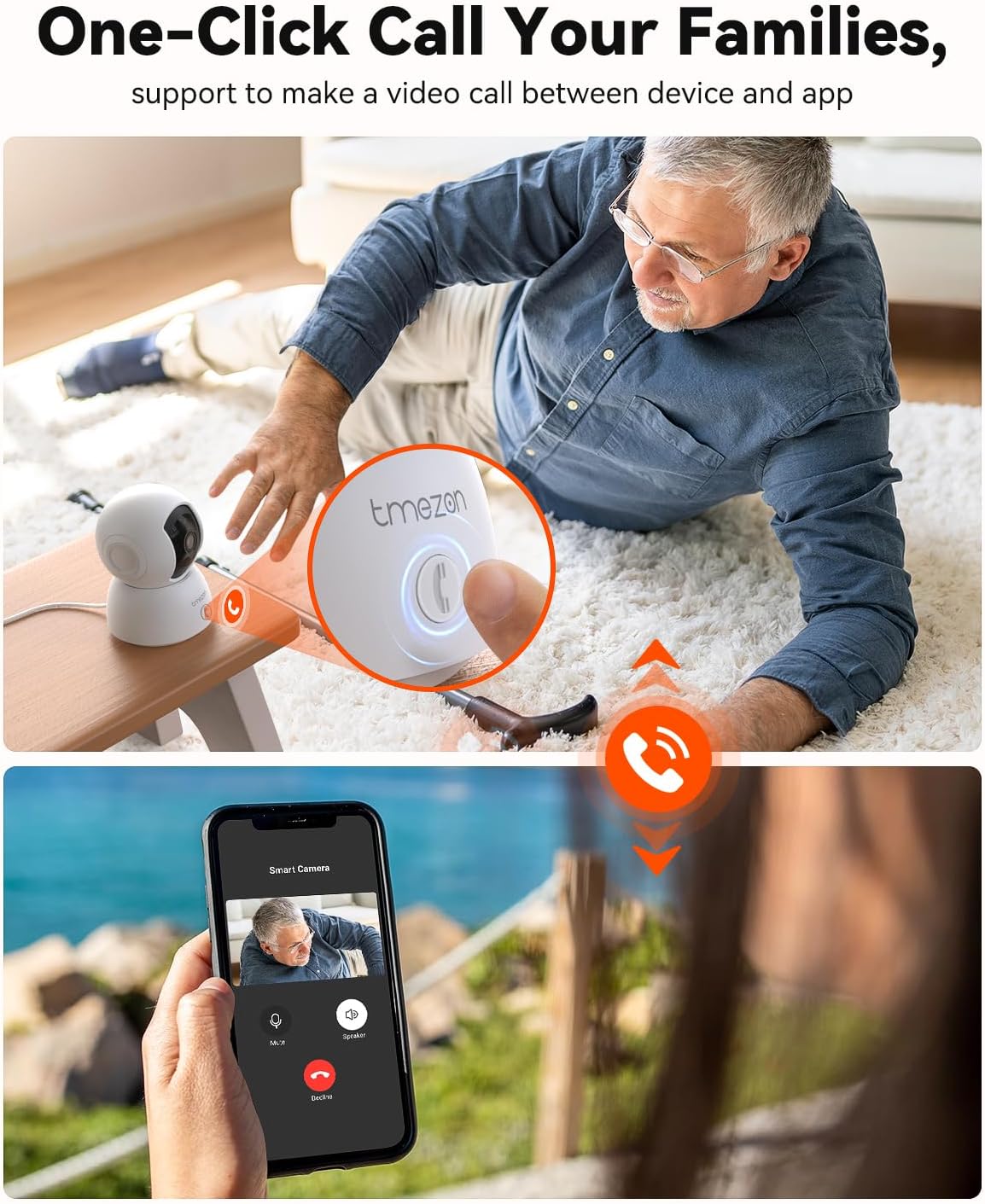 TMEZON 2K,Pan/Tilt 3MP 360 Indoor Security Camera Wi-Fi Pet Camera with Vicohome App WiFi IP HD Baby Camera