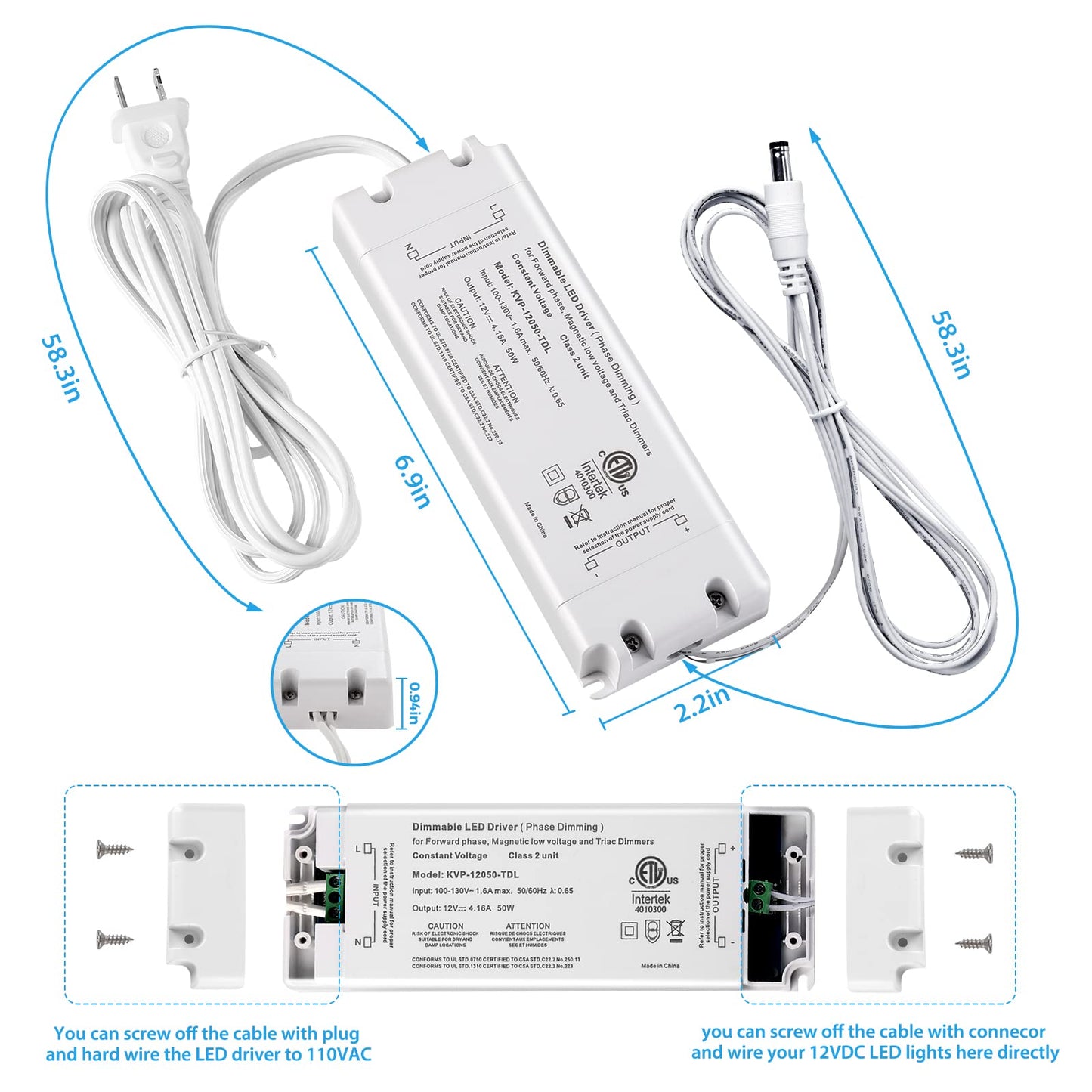 Litever Under Cabinet LED Lighting Kit Dimmable by AC Wall Dimmer. Plug in or Hardwired LED Driver. Super Bright Linkable Light Bar for Kitchen Cabinet Counter Shelf. 35W 2000 Lumen. Daylight 5000K